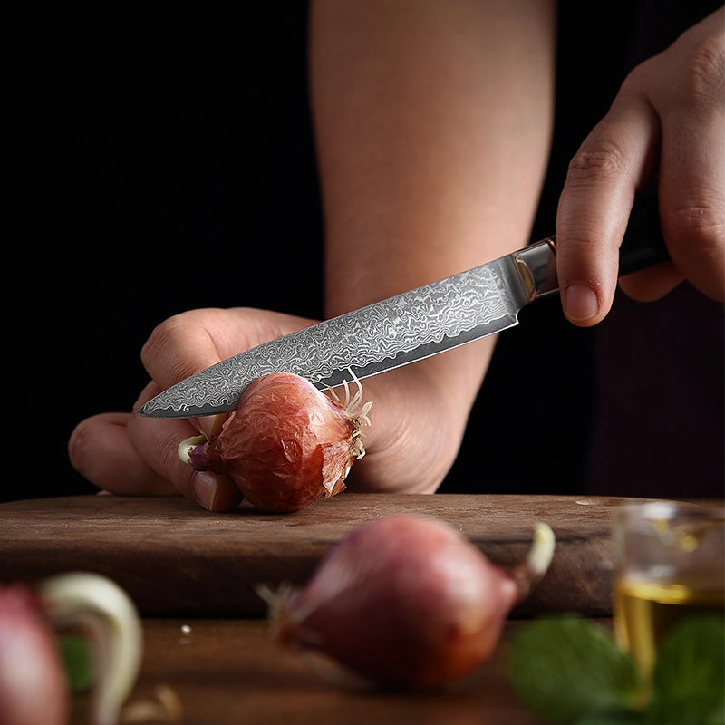 Damast Allzweckmesser 5 Zoll Pakkaholgriff