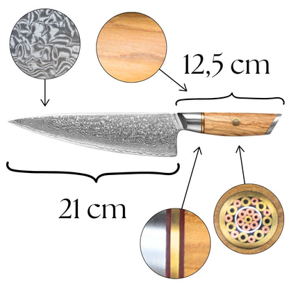 Chefmesser Olive Griff Detail Highlights