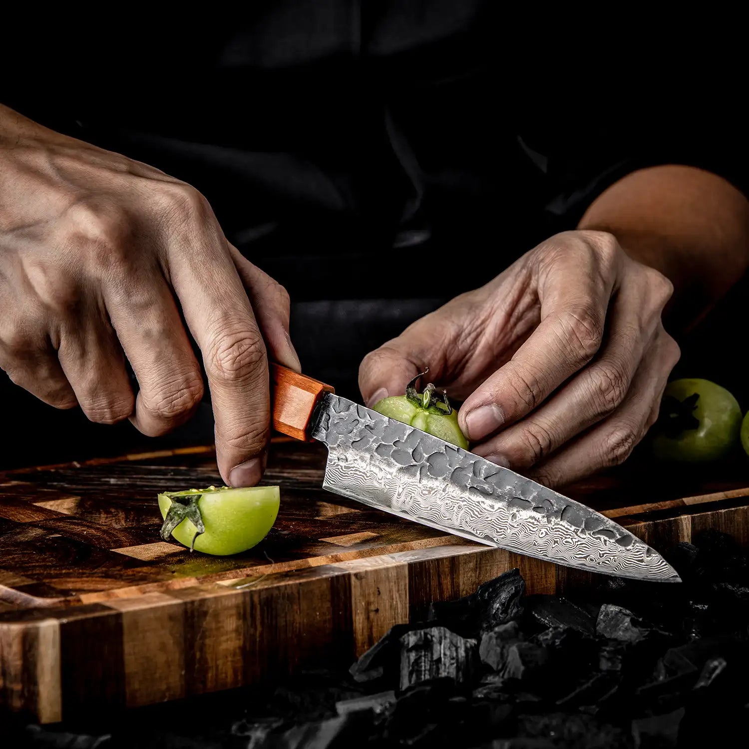 Damast Allzweckmesser 5 Zoll Ebenholgriff 1