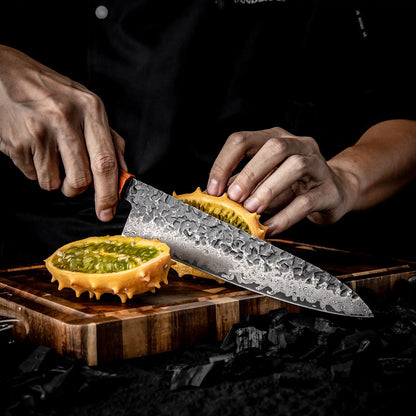 Damast Küchenmesser 8 Zoll Holzgriff