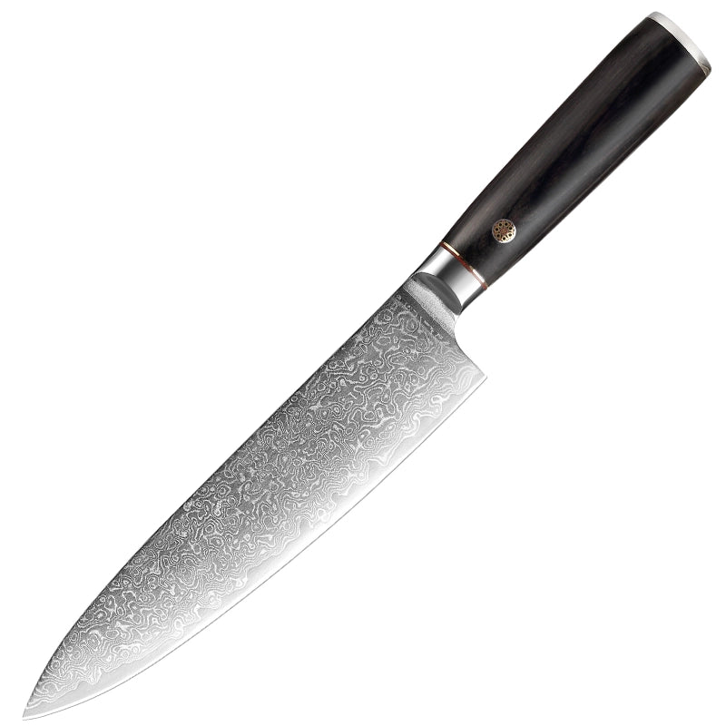 Damast Küchenmesser 8 Zoll mit Pakka Holzgriff