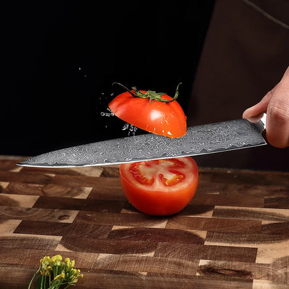 Damast Küchenmesser 8 Zoll mit Pakka Holzgriff