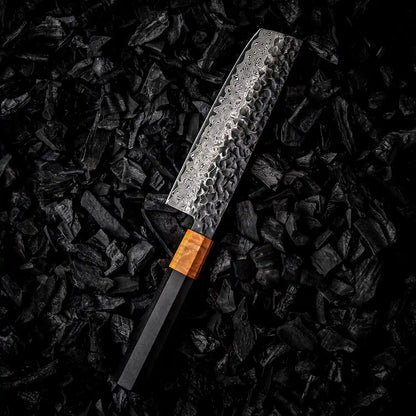 Damast Küchenmesser Beil Nakiri 6,5 Zoll Holzgriff
