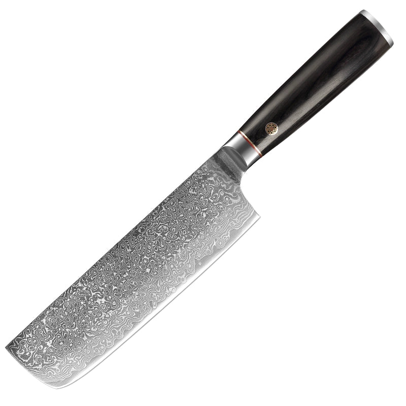Damast Küchenmesser Beil Nakiri 7 Zoll Pakkaholz