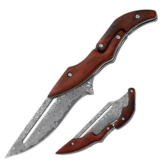 Damast Taschenmesser mit Pallisanderholzgriff