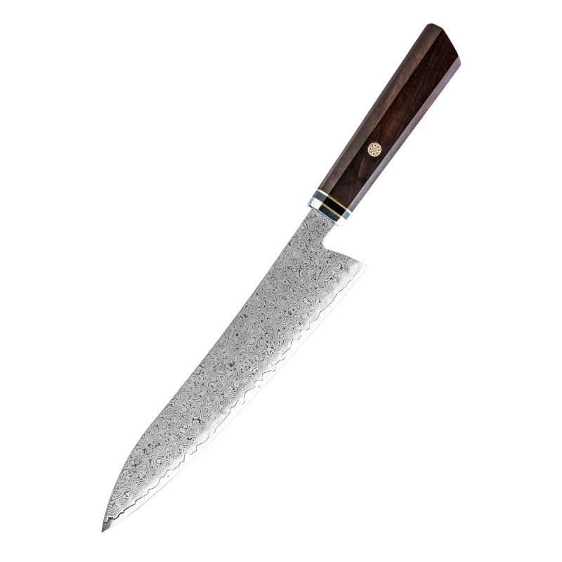 Damast kuechenmesser 8Zoll Ebenholzgriff