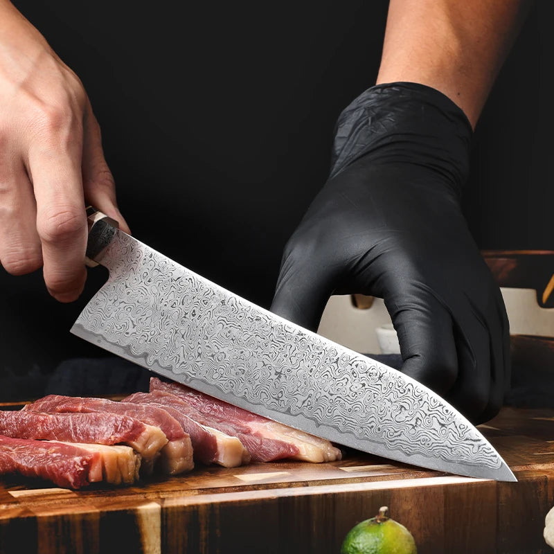 Damast kuechenmesser 8Zoll Ebenholzgriff
