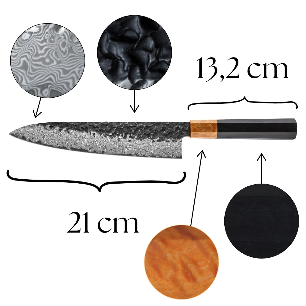 Gyuto Ebenholz Wurzel Griff Detail