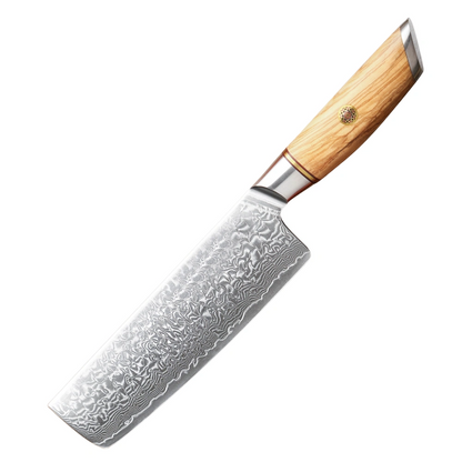 Nakiri Damastmesser 7 Zoll mit Olivenholzgriff