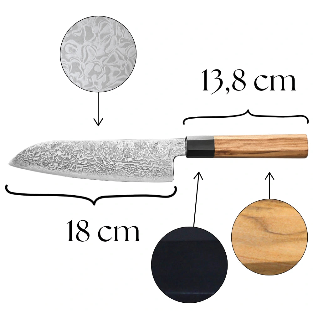 Santoku Olive Bueffel Griff Detail