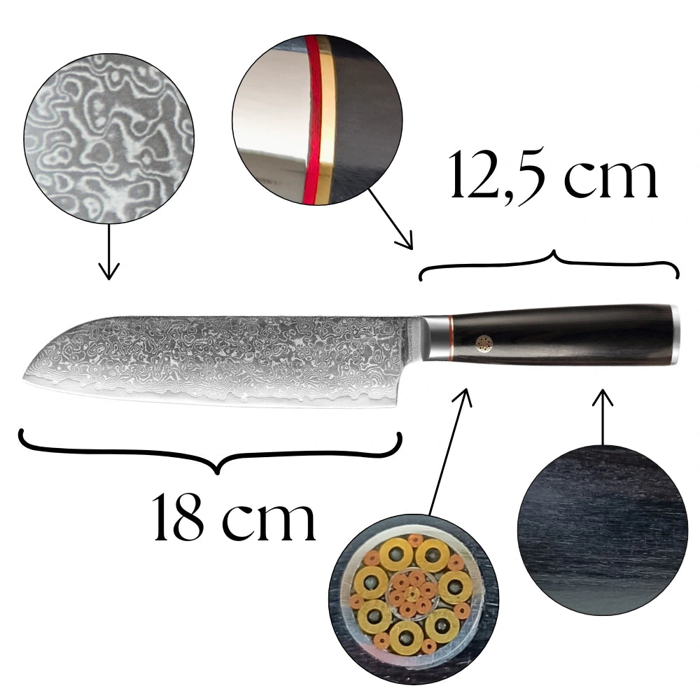 Santoku Pakkaholzgriff Detail Highlights