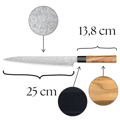 Sashimimesser Olive Griff Detail Highlights